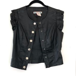THREADS | Black, Faux Leather Short Sleeve Jacket